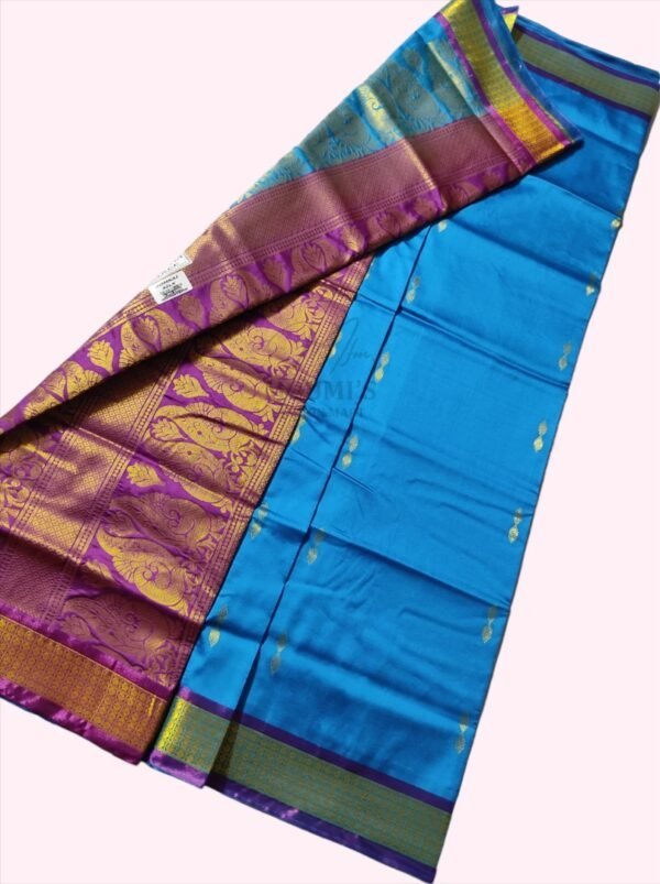 mfm bomkai silk saree of crazy sky blue colour with purple pallu