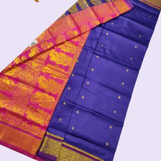 bomkai silk saree of deep violet colour