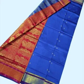 mfm bomkai silk saree of royal blue colour with red pallu