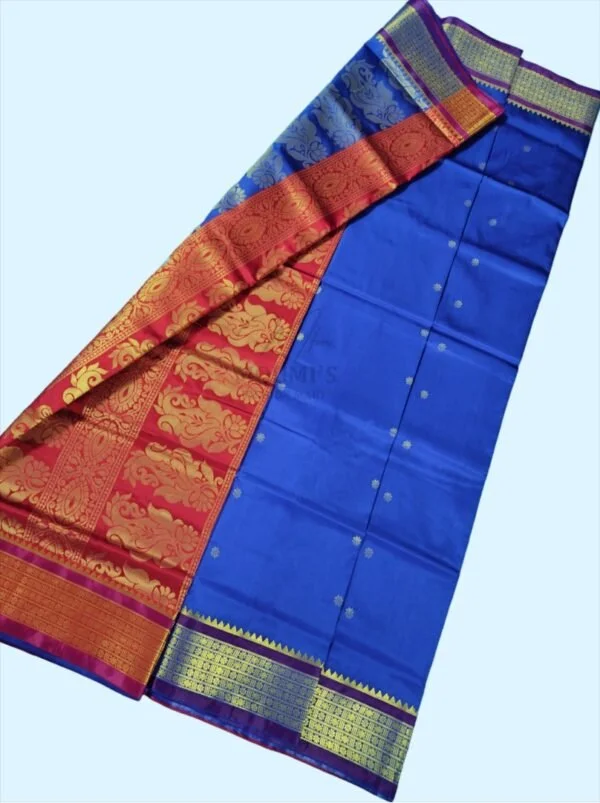 mfm bomkai silk saree of royal blue colour with red pallu