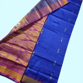 mfm bomkai silk saree of royal blue colour with purple pallu