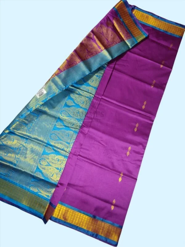 mfm bomkai silk saree of purple colour with blue pallu