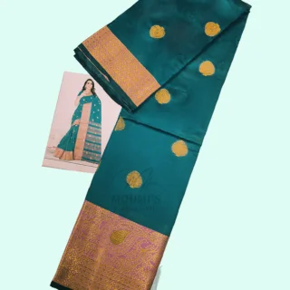 MFM banarasi silk saree of bottle green color 1