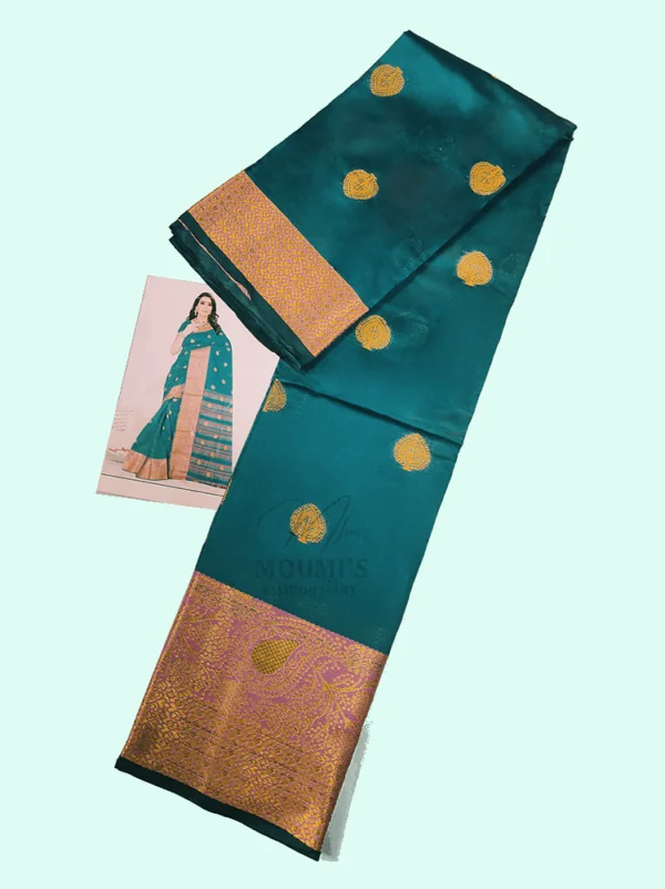 MFM banarasi silk saree of bottle green color 1
