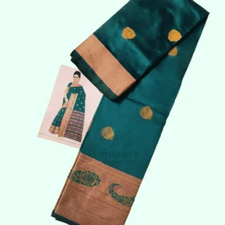 MFM banarasi silk saree of bottle green color 2