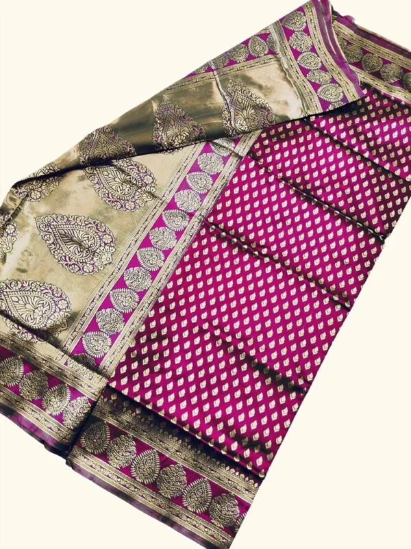 MFM fancy soft silk saree of pink color with small floral motifs