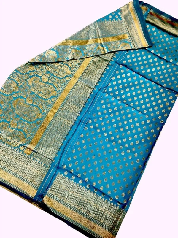 MFM fancy soft silk saree of sky blue color with small motifs