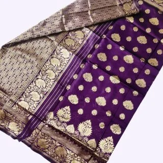 MFM fancy soft silk saree of violet colour with mixed floral motif