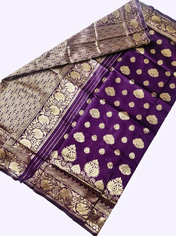 MFM fancy soft silk saree of violet colour with mixed floral motif