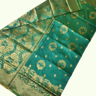 MFM fancy soft silk saree of seagreen color