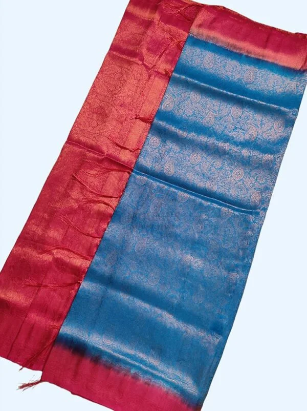 MFM kanjivaram style silk saree of sky blue colour with red pallu