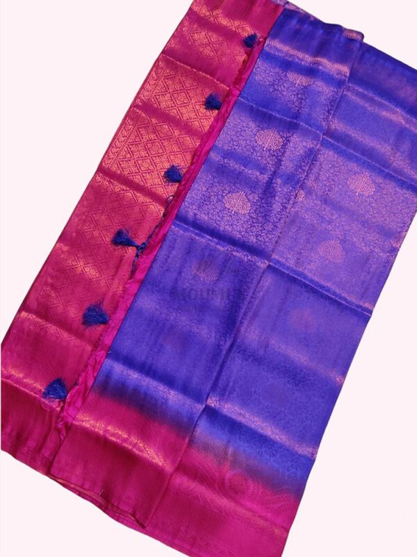MFM kanjivaram style silk saree of violet colour with pink pallu