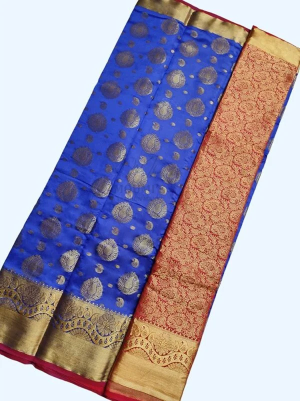 MFM premiumBanarasi Silk saree of royal blue colour with large floral motifs