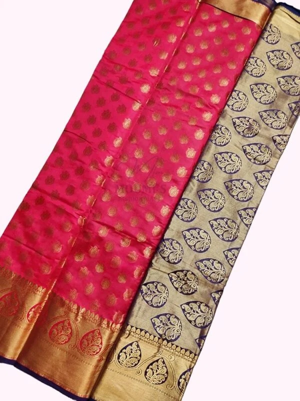 MFM premiumBanarasi Silk saree of red colour with small floral motifs